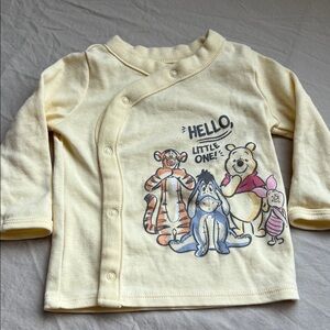 Side snap yellow infant long sleeve T shirt yellow Winnie the Pooh